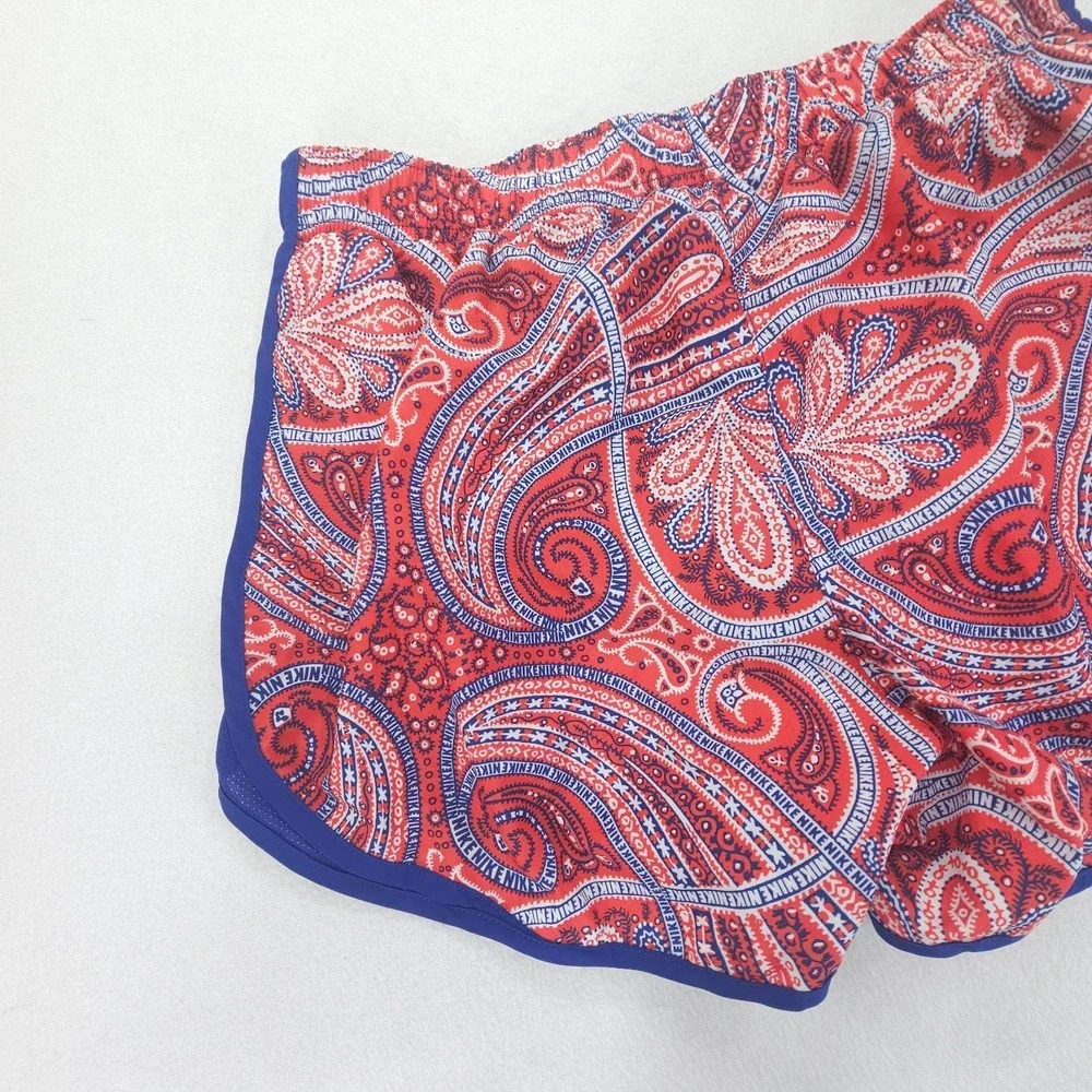 Nike Shorts Womens Large Red Blue Tempo Paisley Dri FIT Lined Running Athletic